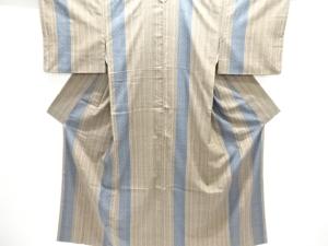 重要無形文化財　本場結城紬100亀甲縞に菱模様織出し着物